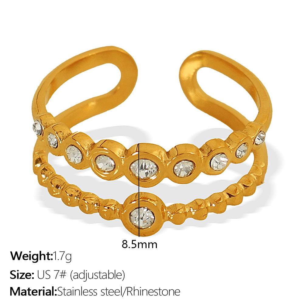 1 pair simple series retro cross stainless steel  gold plated artificial pearl women adjustable rings